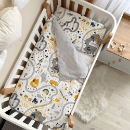 Set lenjerie de schimb pentru patut bebe 3 piese Little Explorer gri (3)
